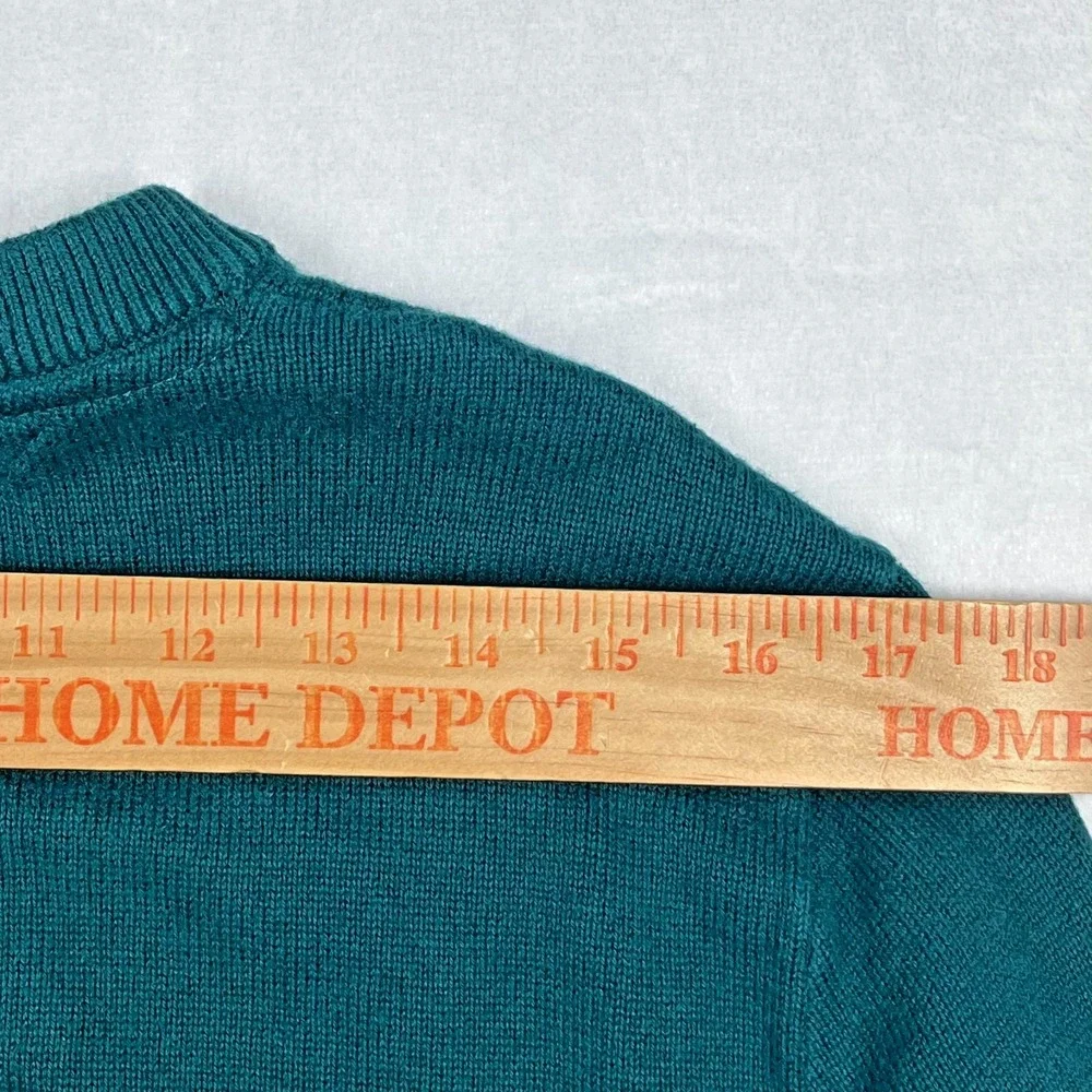 Tommy Hilfiger‎ Sweater Mens Medium Green Varsity Logo Colorblock Cotton 78E2689